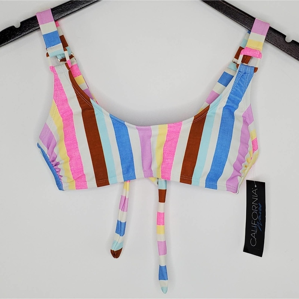 California Waves Striped Ring Bralette Bikini Top